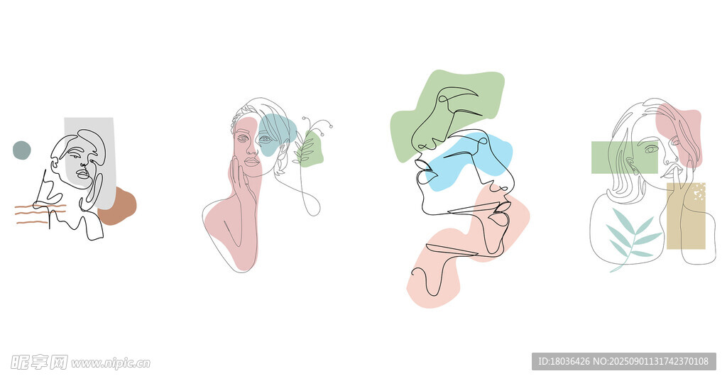 一条连续画女性抽象画png