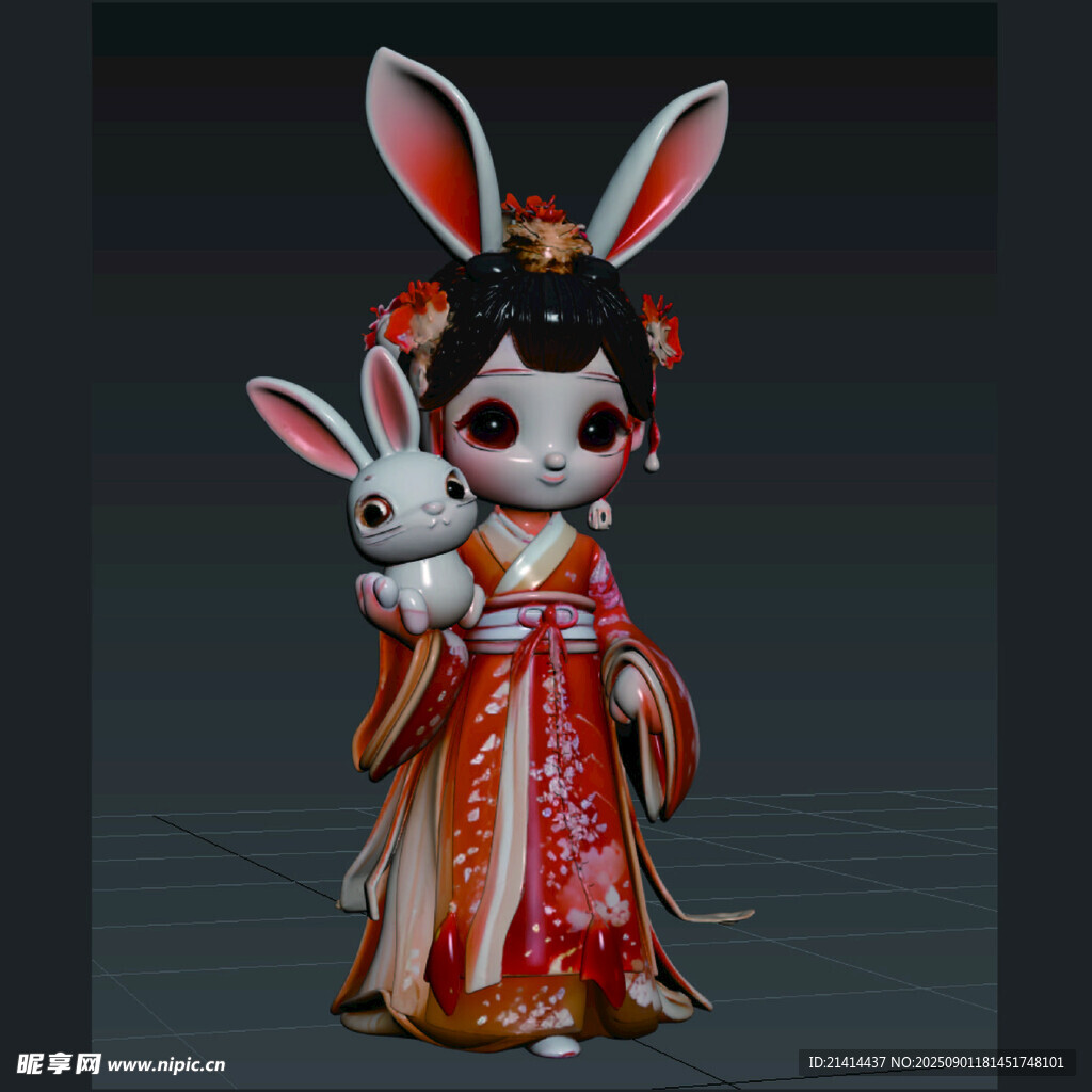 中秋 嫦娥  兔子 3D