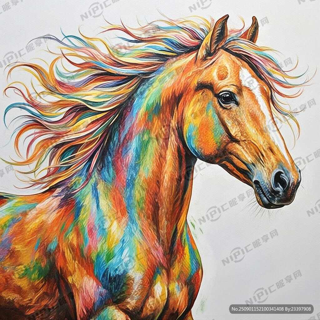 五彩缤纷的彩绘马装饰画