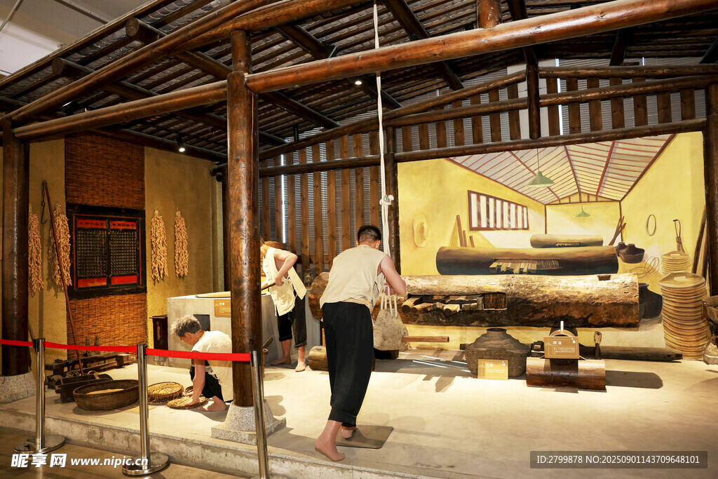 参观传统油脂压榨工艺场景展示