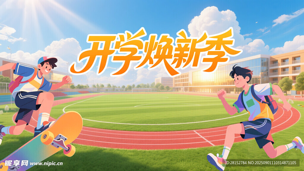 开学焕新季学生操场奔跑