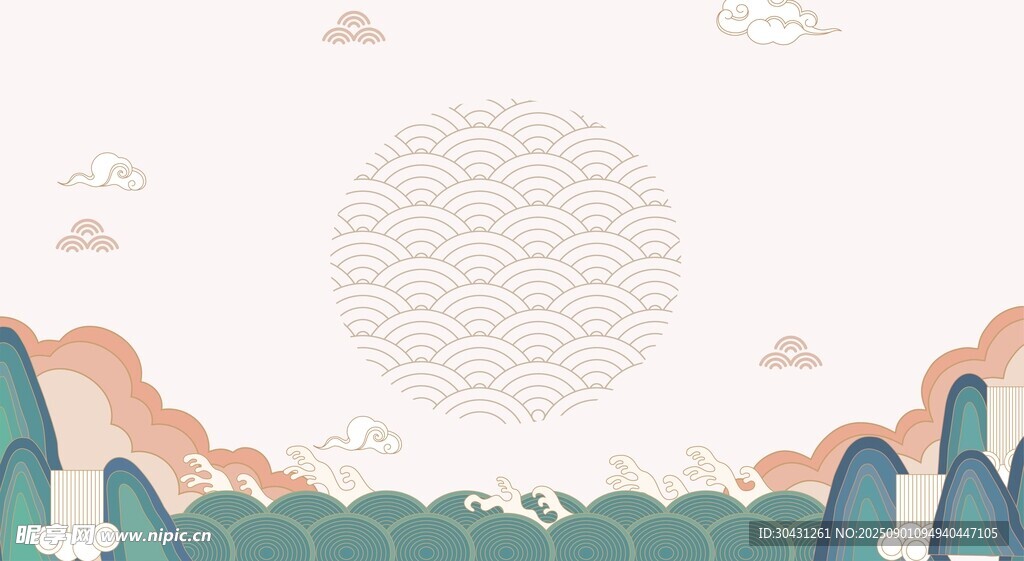 国潮山水背景