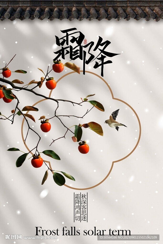 霜降节气传统活动宣传海报