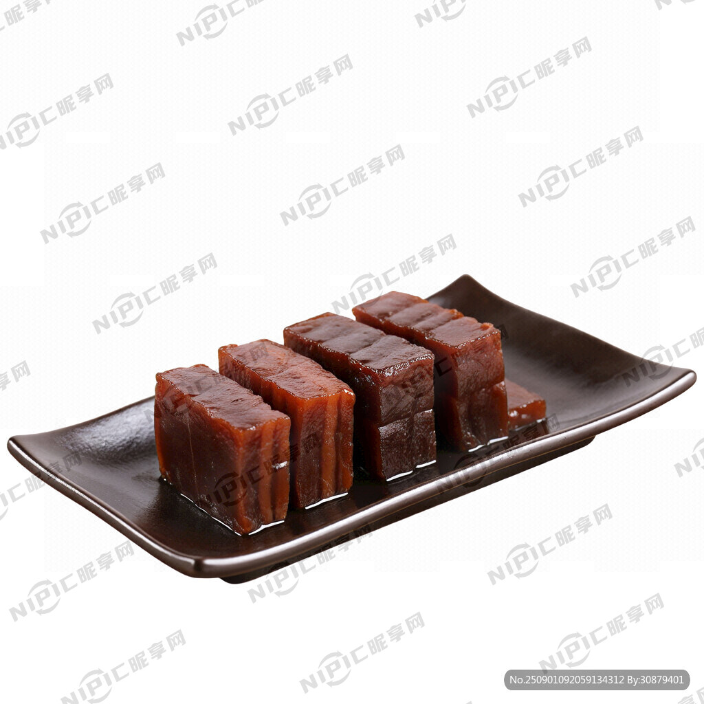 空白背景 上面放着六块醋糕肴肉