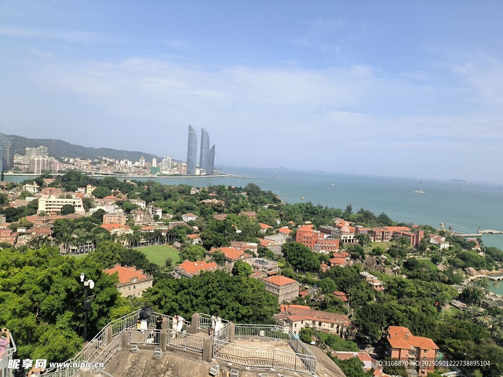 厦门城市海景风光俯瞰