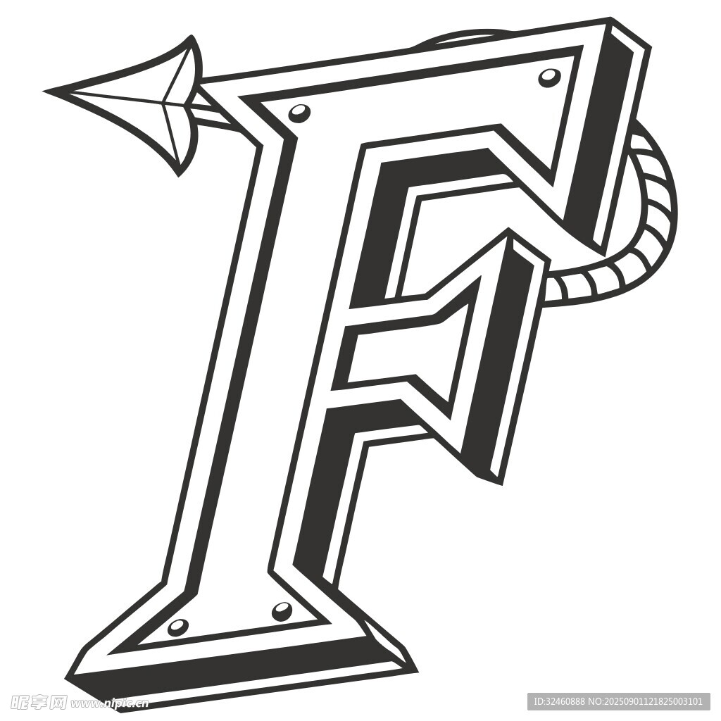 复古风格字母F设计图案