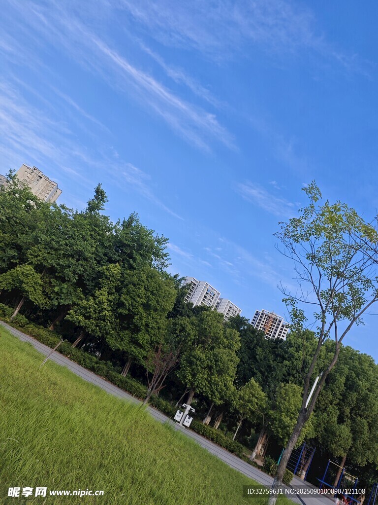 蓝天绿地间的清新景致
