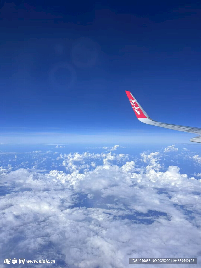 高空视角下的飞机机翼