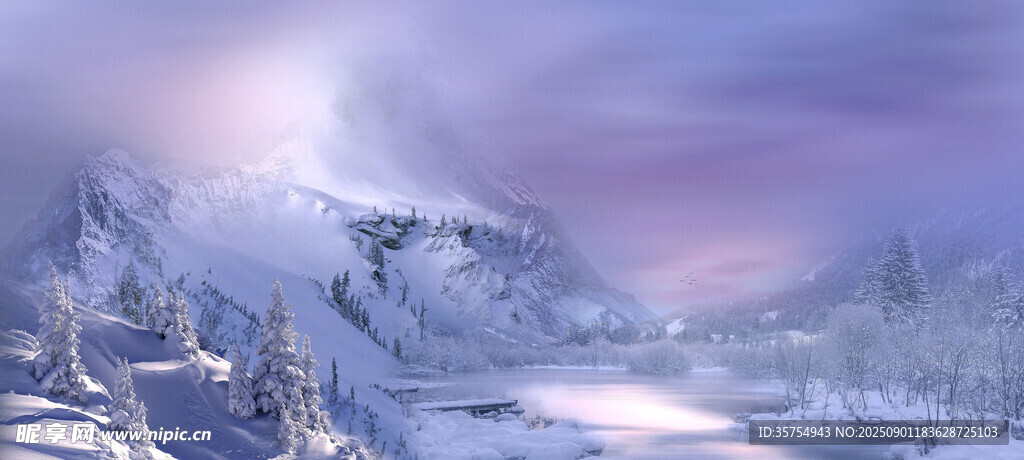 梦幻雪景冬日静谧风光
