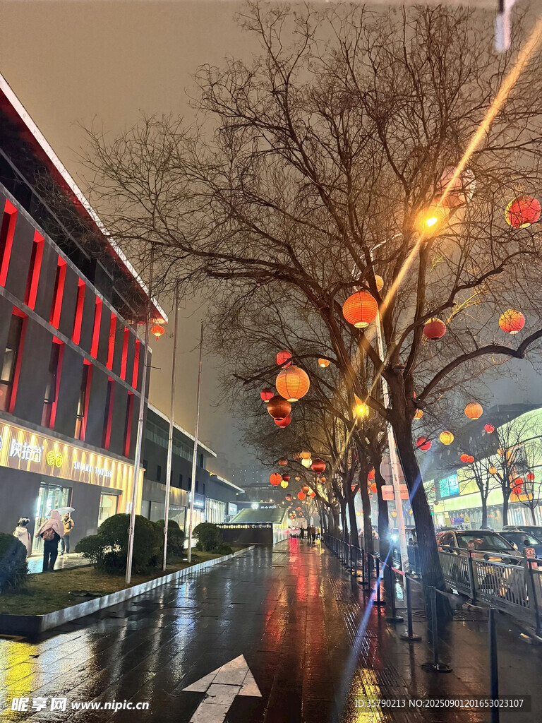 雨夜城市街道夜景