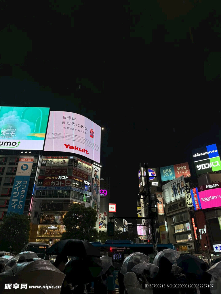 繁华都市夜景下的热闹人群