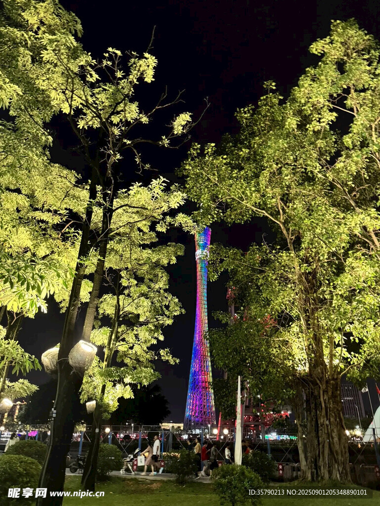 夜幕下的璀璨高塔景观