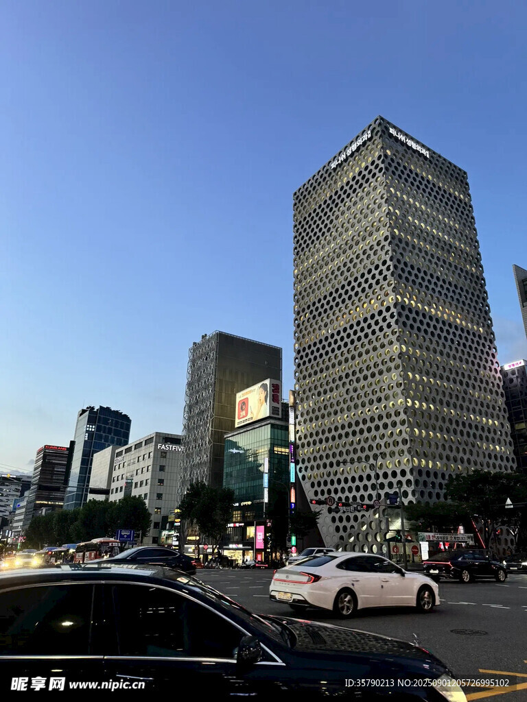 城市繁华街景中的高楼大厦