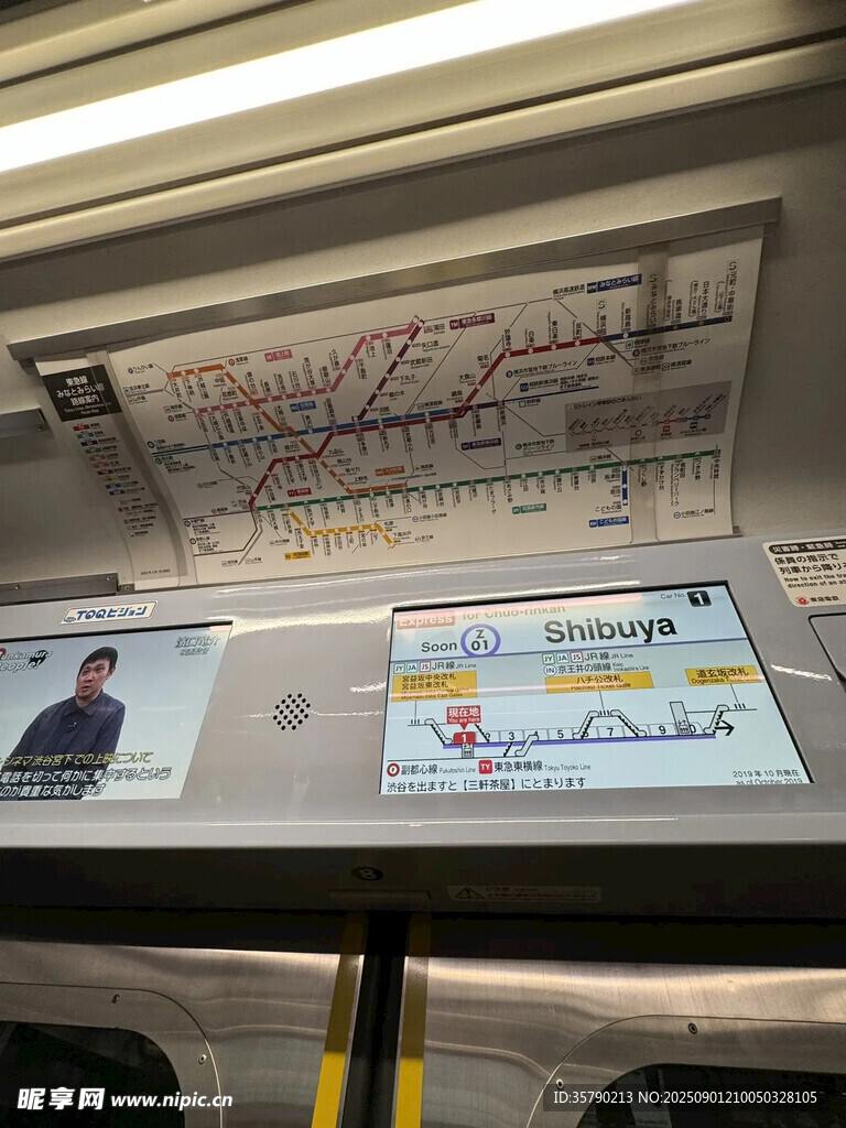 地铁内线路图及广告展示