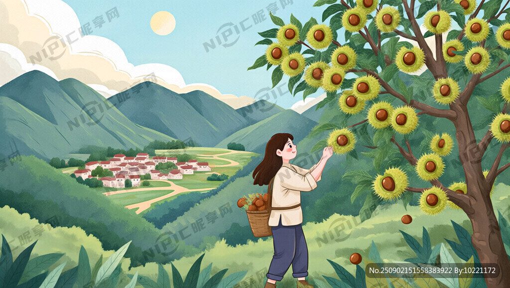板栗包装盒设计 大山 板栗树