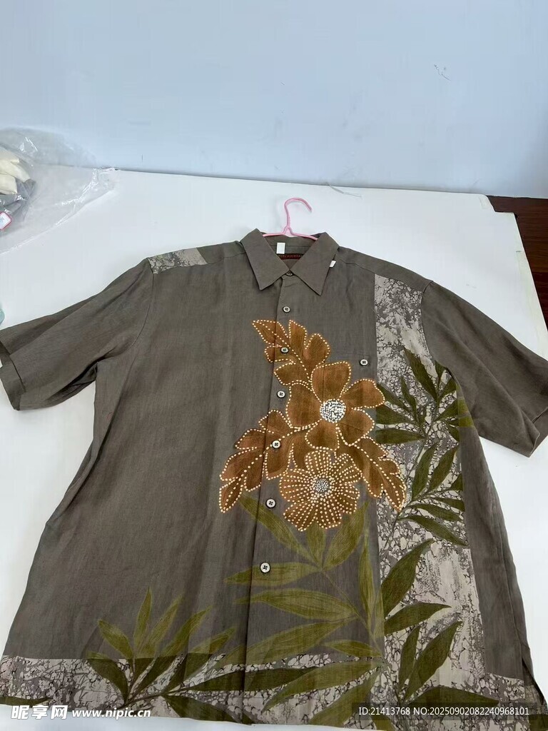 复古花卉图案短袖衬衫
