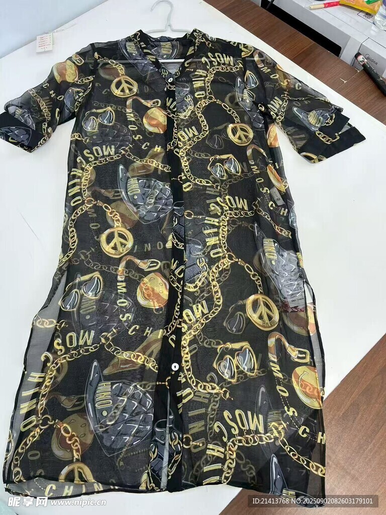 复古印花短袖连衣裙