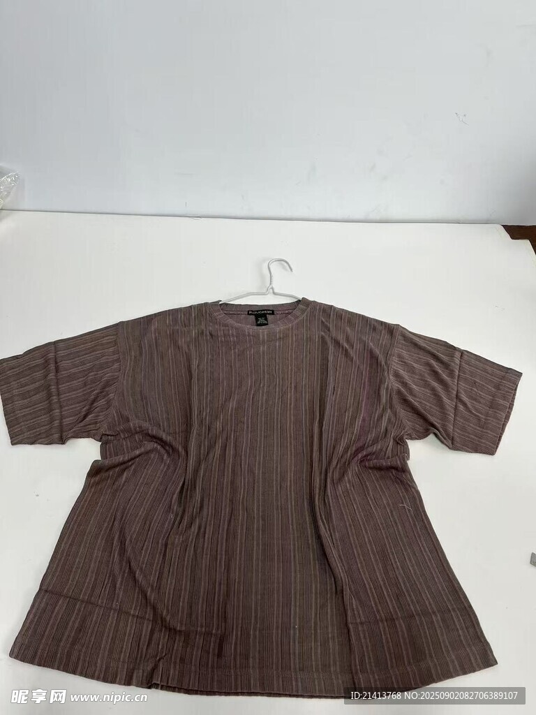 棕色条纹短袖上衣展示