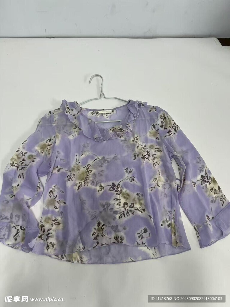 紫色印花女童长袖上衣