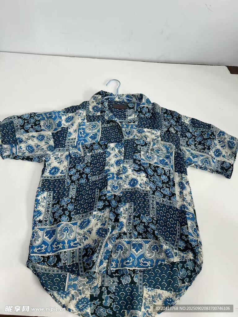 蓝白印花短袖上衣展示