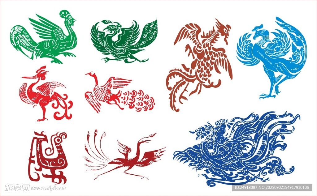 凤凰图案 矢量凤凰 凤凰纹饰 