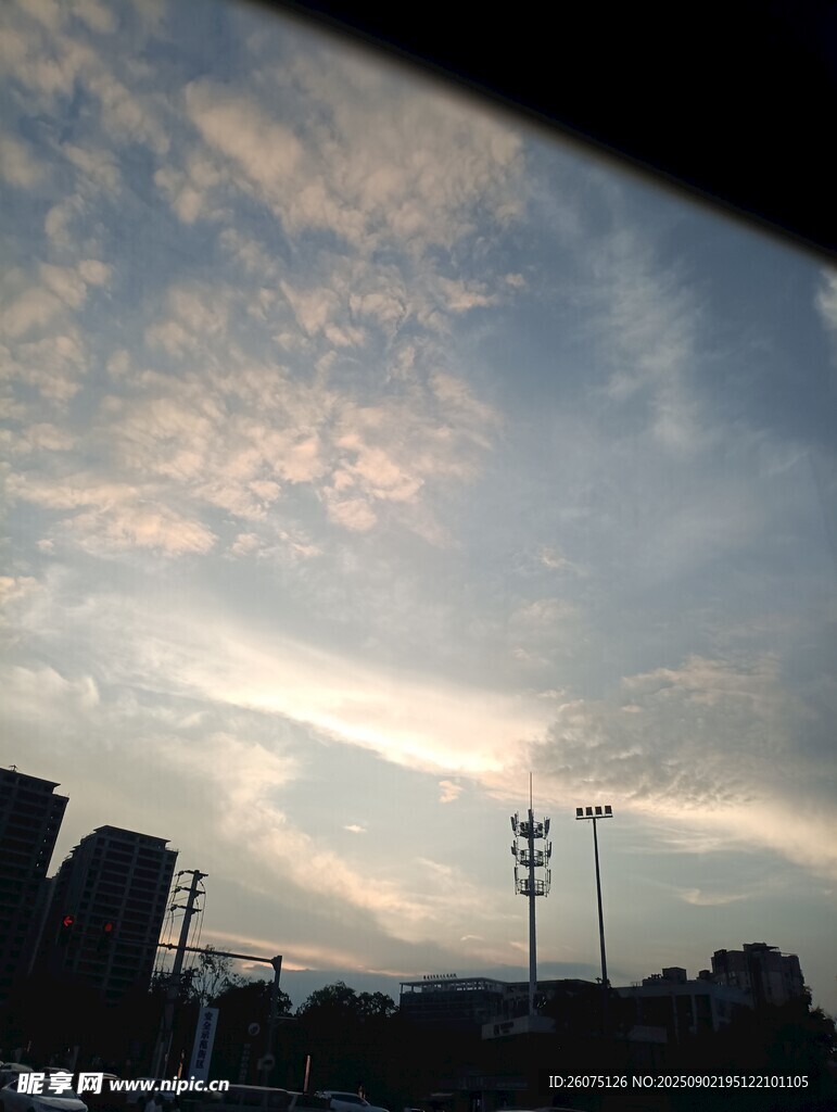 城市黄昏天空与建筑景观