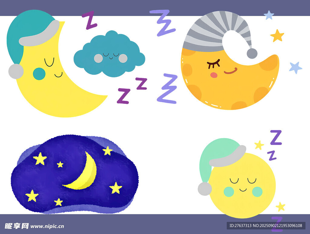 可爱睡眠主题卡通图案