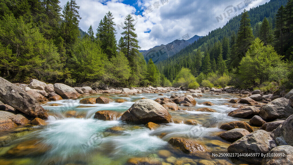 世外桃源加小溪加人物