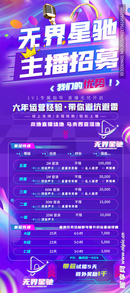 无界星驰主播招募海报