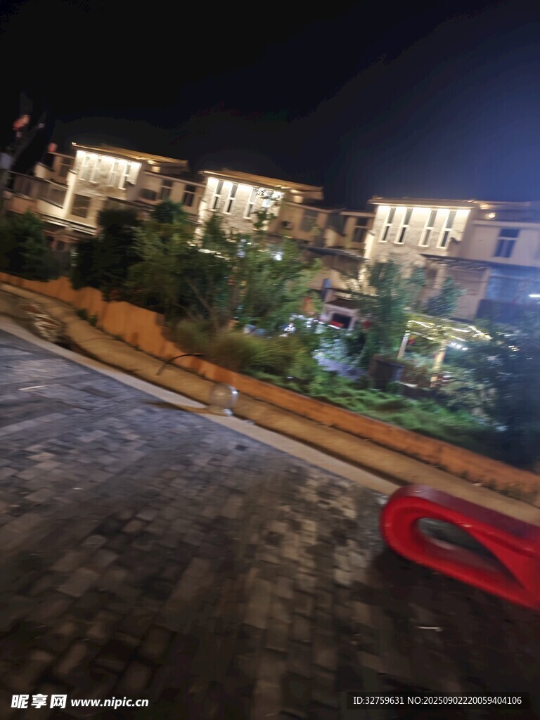 夜晚庭院景观 