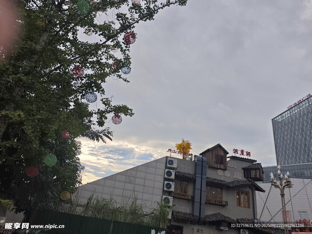 城市中显眼的屋顶招牌