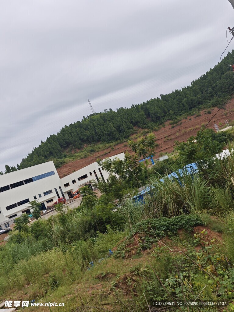 郊外厂区周边的自然景象