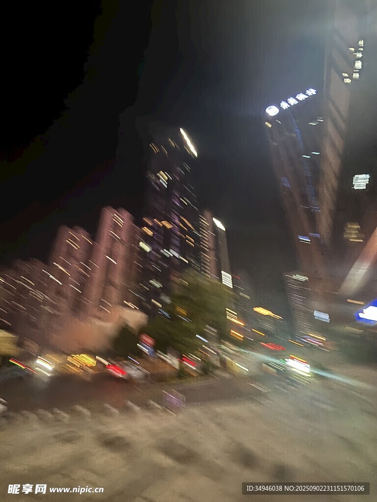 城市夜景模糊动感画面