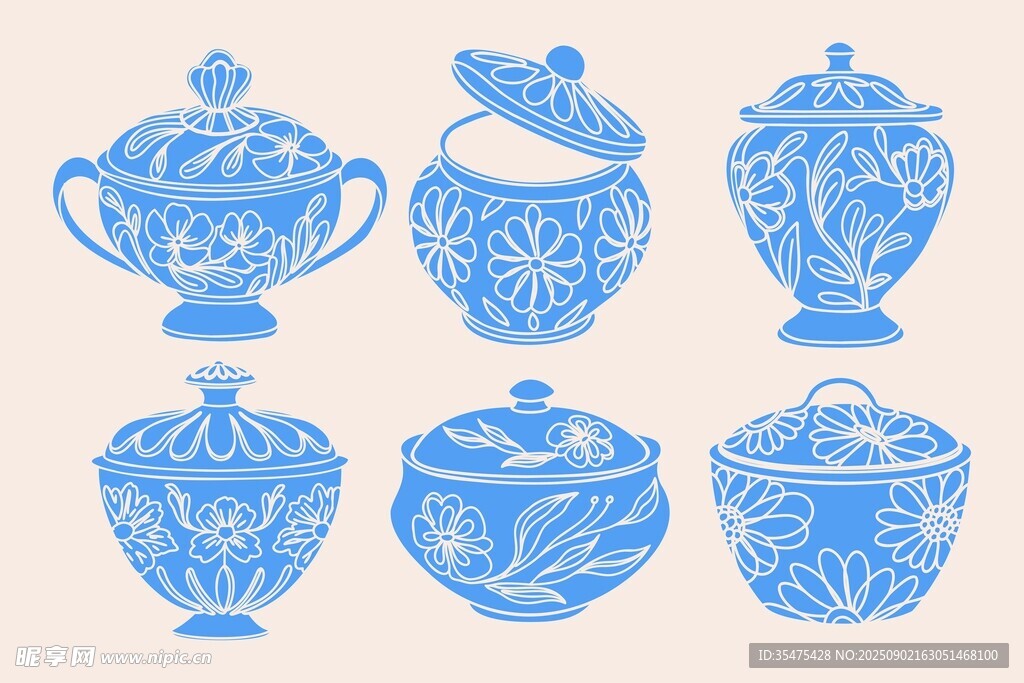 蓝色花纹瓷器
