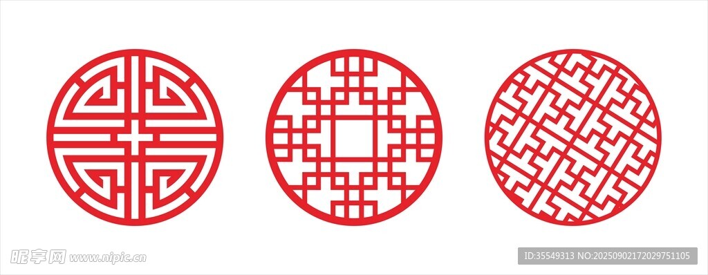 中式传统圆形花纹图案