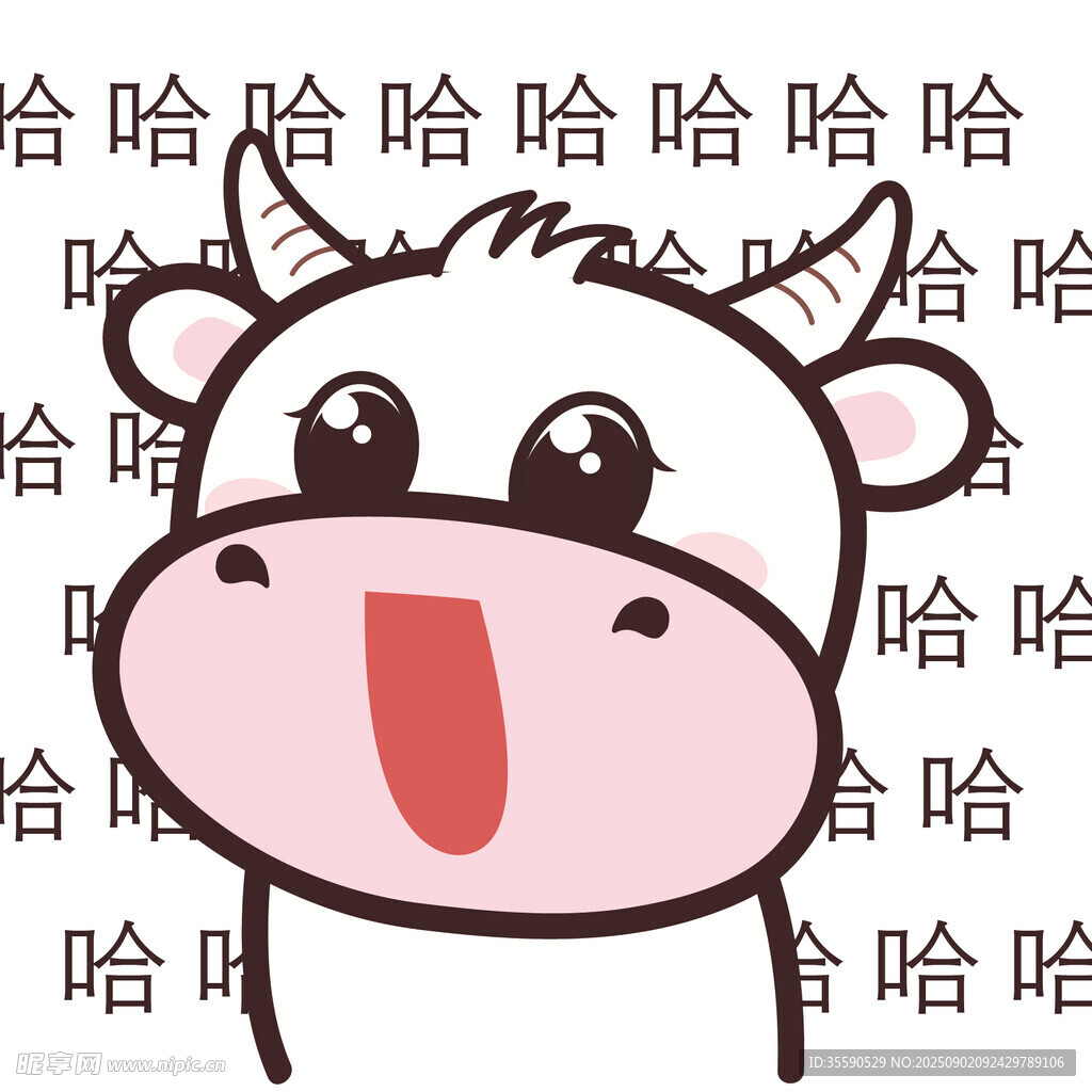 可爱小牛开怀大笑