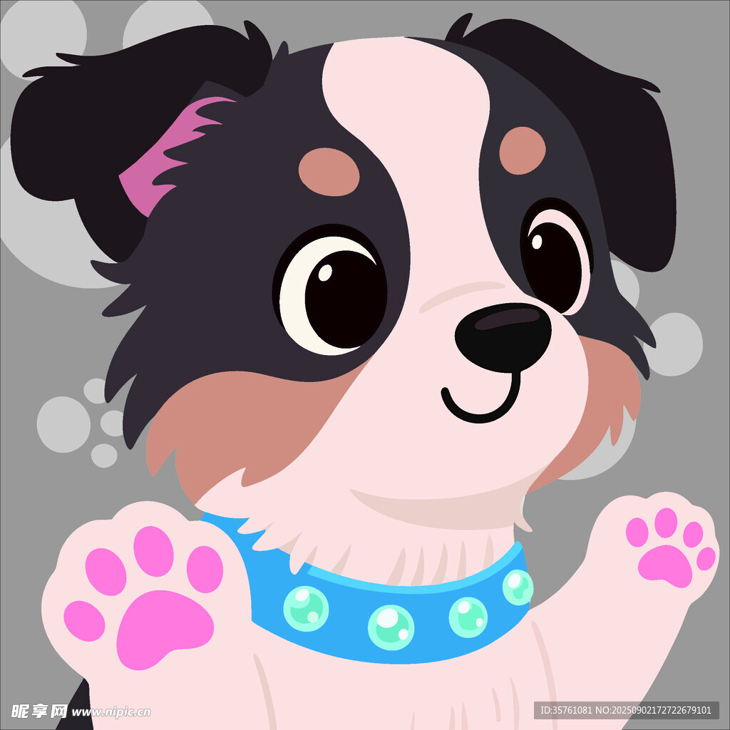 边牧犬创意抽象儿童手绘插画