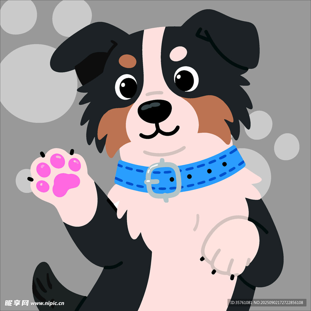 边牧犬创意抽象儿童手绘插画