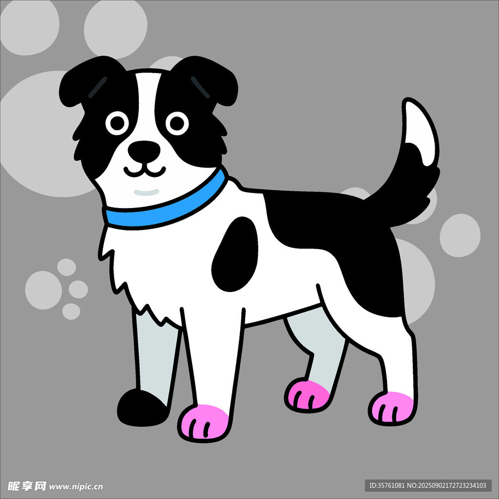 边牧犬创意抽象儿童手绘插画