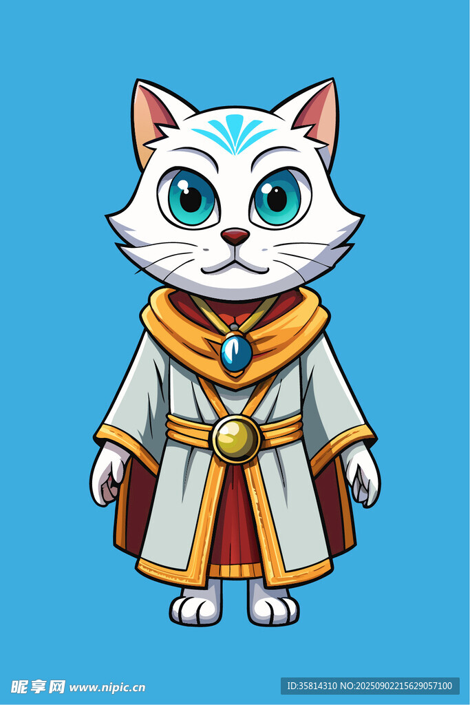 卡通猫咪魔法师形象