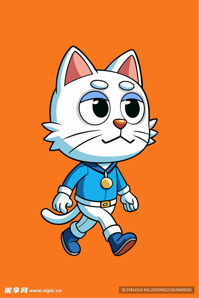 行走的卡通猫咪警员