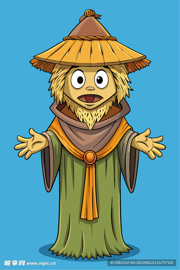 可爱稻草人形象插画