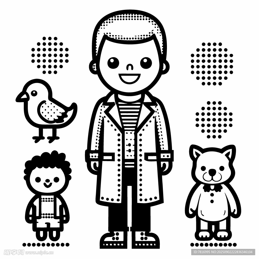 医生与动物及小孩形象