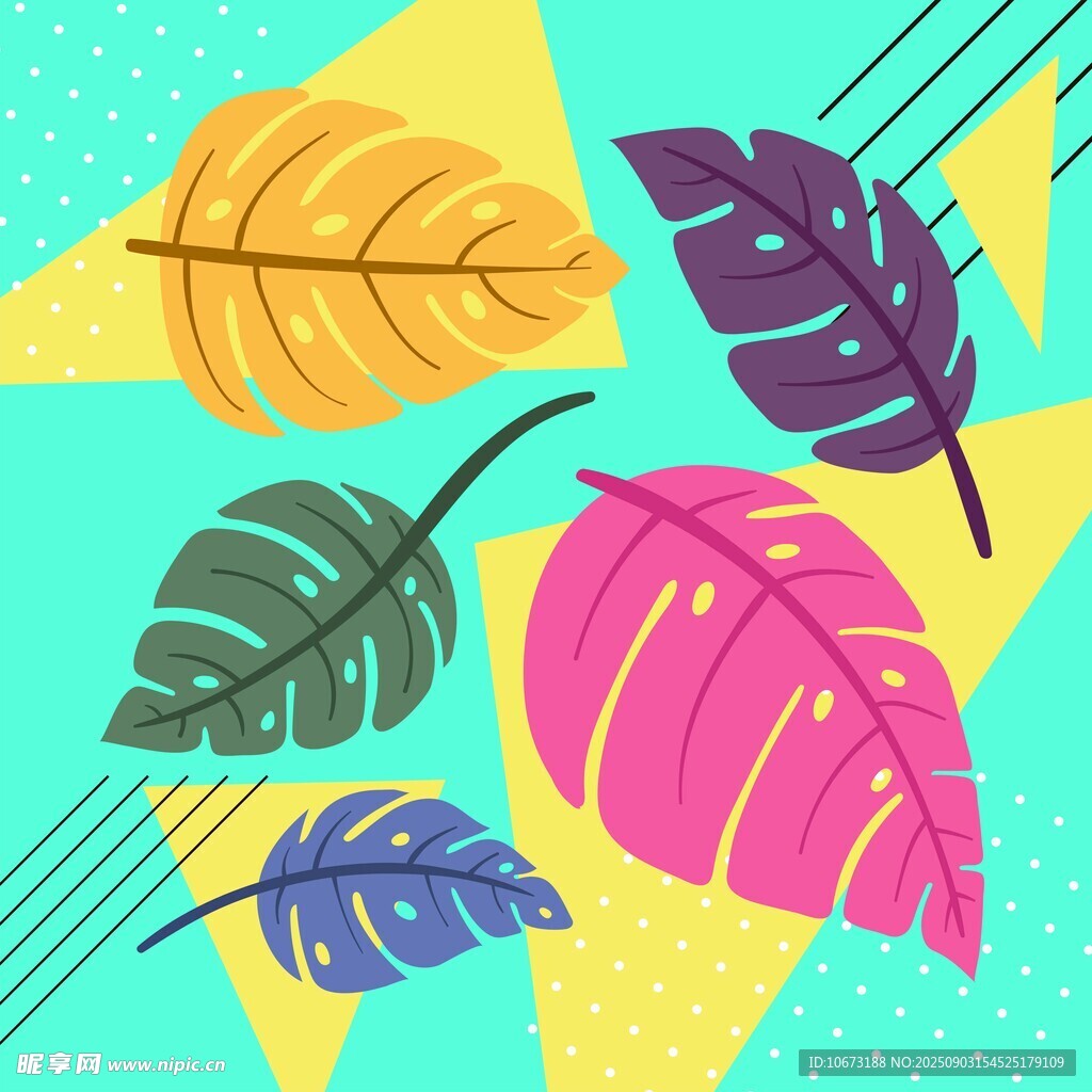 多彩叶片插画