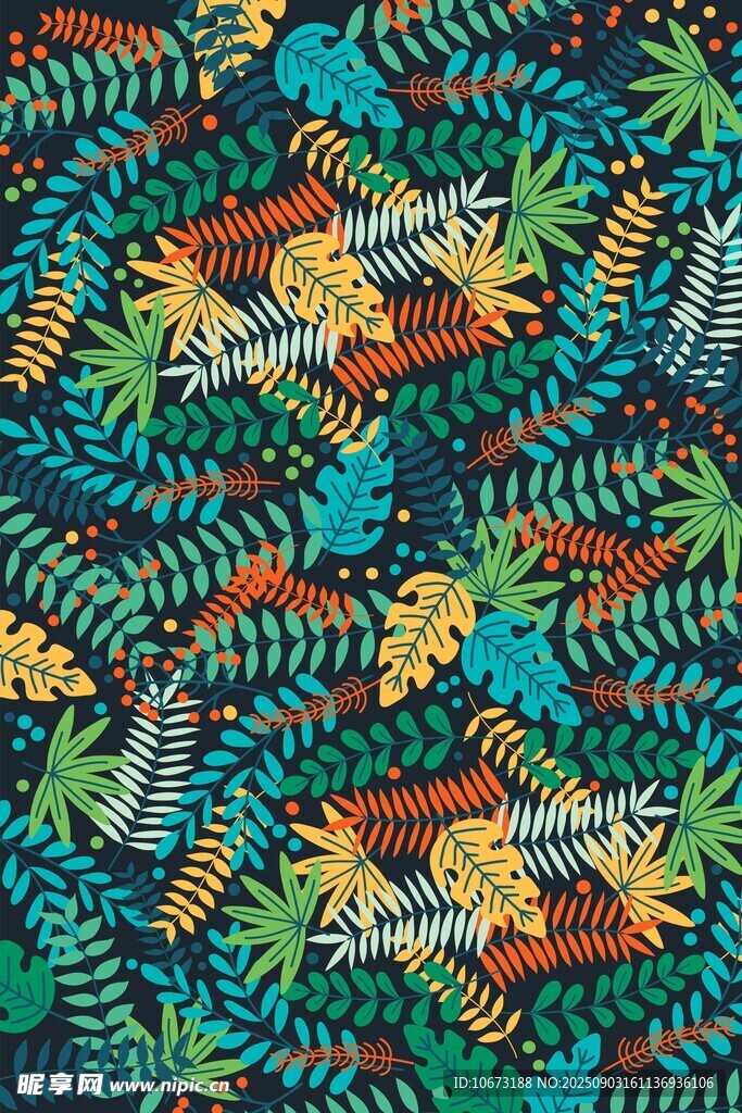 热带植物图案布料纹理