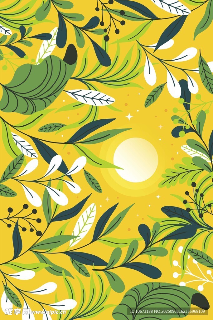 夏日阳光植物清新插画