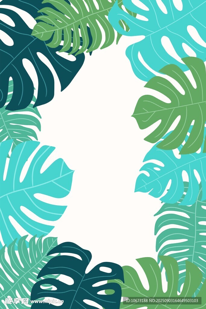 热带植物叶片边框图案