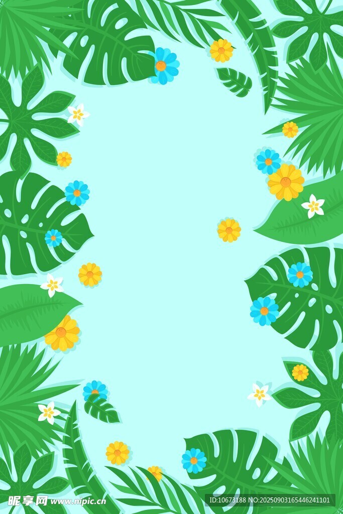 热带植物边框背景图