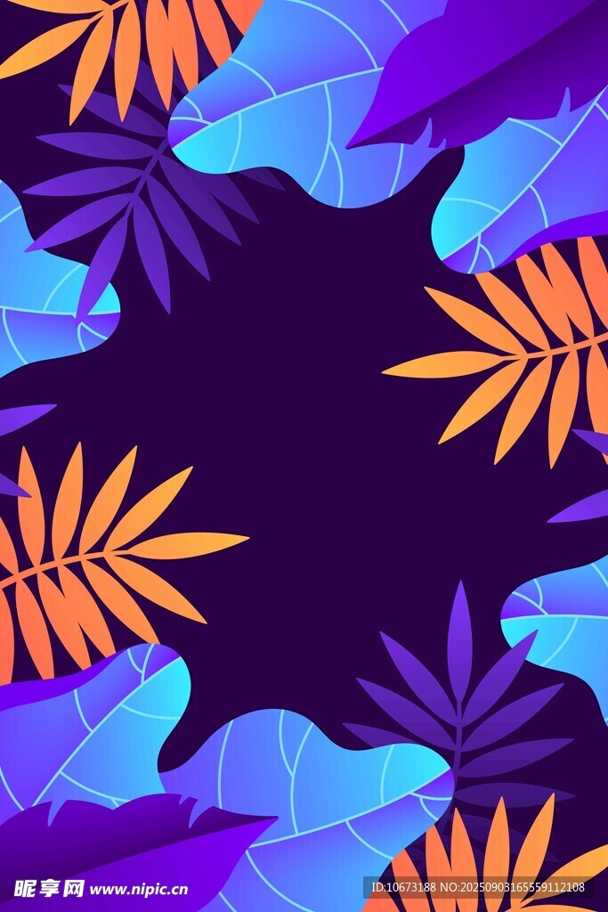 热带植物风格绚丽背景图