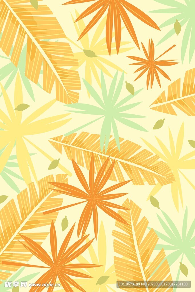 热带植物花纹背景图案